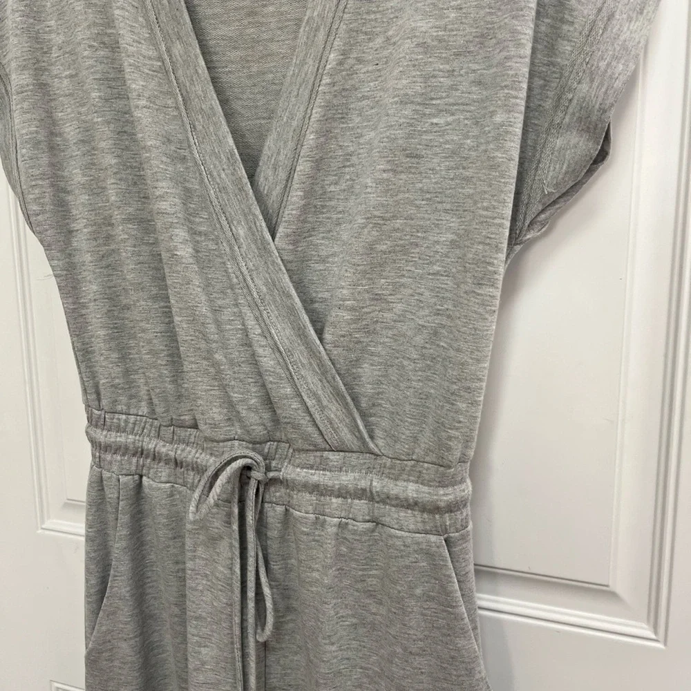 Kittenish gray jumpsuit sweats comfy wrap‎ front drawstring wide leg small - Picture 3 of 6